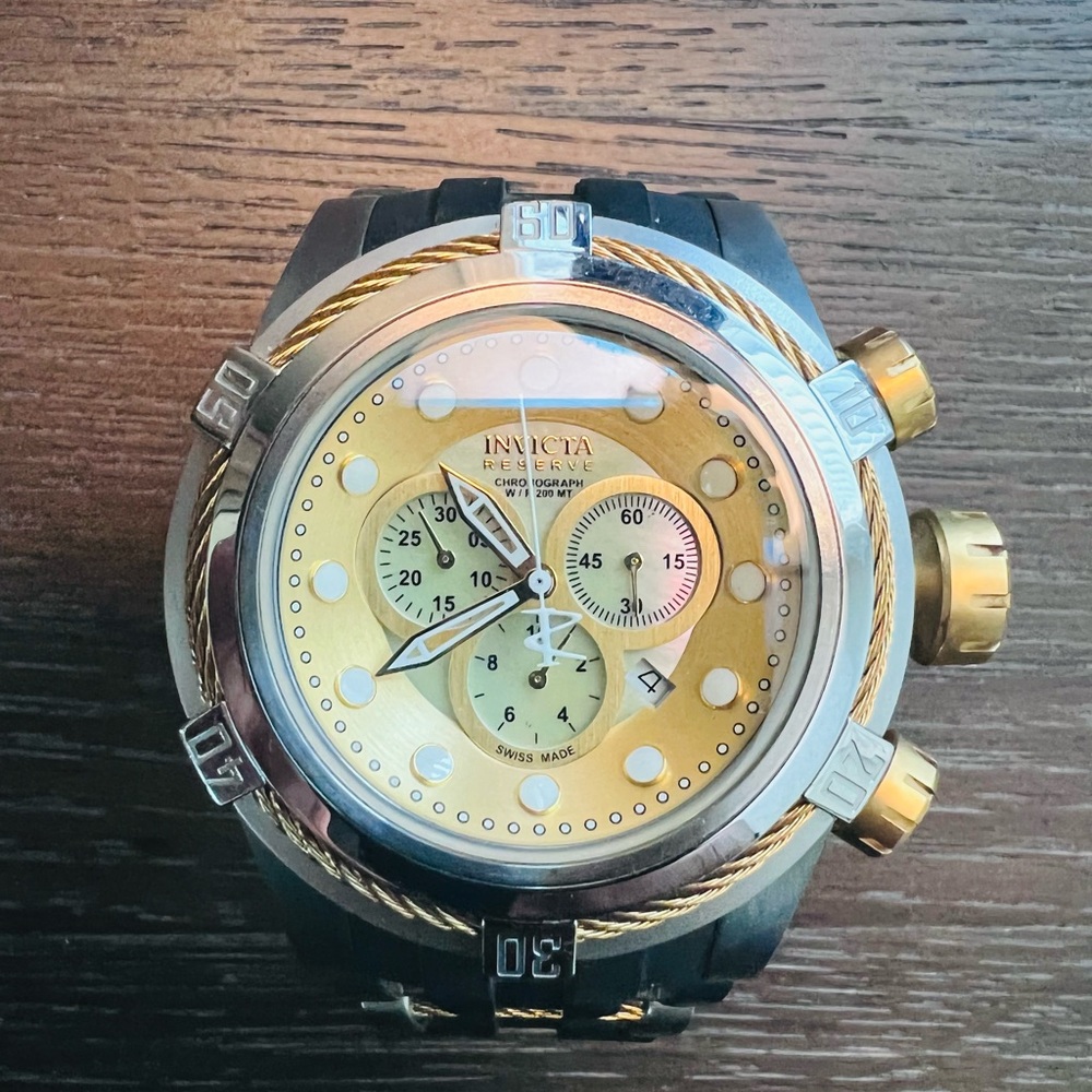 Invicta Reserve Bolt Zeus Model 0828, Chronograph Champagne, Gold Dial Watch